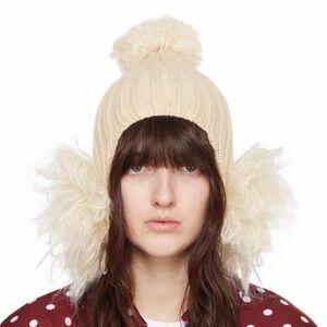 NWT Comme Des Garçons Off-White Wool Mix Rib Beanie